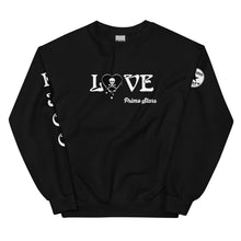 Load image into Gallery viewer, Love Skull Heart Drips BW Unisex Sweatshirt