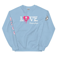 Load image into Gallery viewer, Love Skull Heart Drips Pink Unisex Sweatshirt