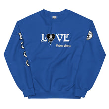Load image into Gallery viewer, Love Skull Heart Drips BW Unisex Sweatshirt