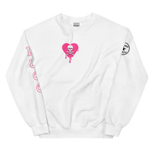 Load image into Gallery viewer, Love Skull Heart Drips Pink Unisex Sweatshirt