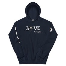 Load image into Gallery viewer, Love Skull Heart Drips BW Unisex Hoodie