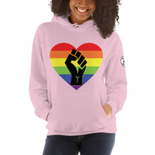 Load image into Gallery viewer, Black fist pride heart Unisex Hoodie