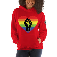 Load image into Gallery viewer, Black fist pride heart Unisex Hoodie