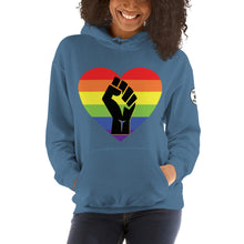 Load image into Gallery viewer, Black fist pride heart Unisex Hoodie