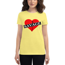 Load image into Gallery viewer, Women's Red Savage broken heart short sleeve t-shirt