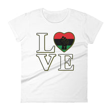 Load image into Gallery viewer, Women's LOVE Black fist heart short sleeve t-shirt
