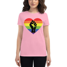 Load image into Gallery viewer, Women's BLM Fist Pride Heart Women's short sleeve t-shirt