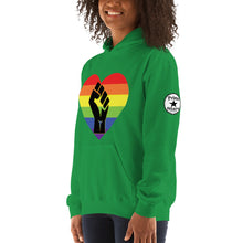 Load image into Gallery viewer, Black fist pride heart Unisex Hoodie