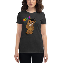 Load image into Gallery viewer, Women's Savage Logo Bear Rainbow short sleeve t-shirt