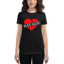 Load image into Gallery viewer, Women's Red Savage broken heart short sleeve t-shirt