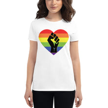 Load image into Gallery viewer, Women's BLM Fist Pride Heart Women's short sleeve t-shirt