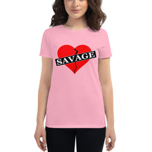 Load image into Gallery viewer, Women's Red Savage broken heart short sleeve t-shirt