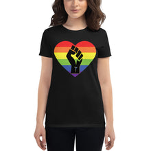Load image into Gallery viewer, Women's BLM Fist Pride Heart Women's short sleeve t-shirt