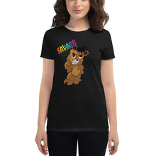 Load image into Gallery viewer, Women's Savage Logo Bear Rainbow short sleeve t-shirt