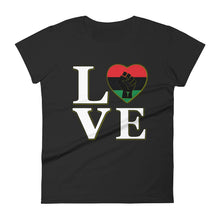 Load image into Gallery viewer, Women's LOVE Black fist heart short sleeve t-shirt