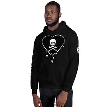 Load image into Gallery viewer, Skull Heart Drip BW Unisex Hoodie