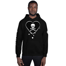 Load image into Gallery viewer, Skull Heart Drip BW Unisex Hoodie