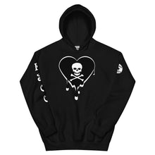 Load image into Gallery viewer, Skull Heart Drips BW Unisex Hoodie