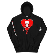 Load image into Gallery viewer, Skull Red Heart Drips Unisex Hoodie