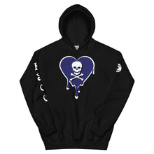 Load image into Gallery viewer, Skull Navy Heart Drips Unisex Hoodie