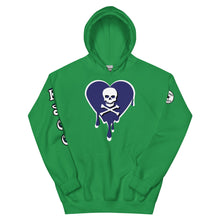 Load image into Gallery viewer, Skull Navy Heart Drips Unisex Hoodie