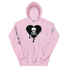 Load image into Gallery viewer, Skull Heart Drips BW Unisex Hoodie