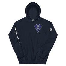 Load image into Gallery viewer, Skull Navy Heart Drips Unisex Hoodie