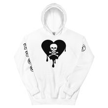 Load image into Gallery viewer, Skull Heart Drips BW Unisex Hoodie