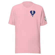 Load image into Gallery viewer, Skull navy heart drips chest Unisex t-shirt