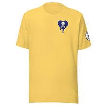 Load image into Gallery viewer, Skull navy heart drips chest Unisex t-shirt