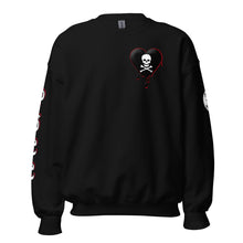 Load image into Gallery viewer, Black w/red Skullheart drips C Unisex Sweatshirt
