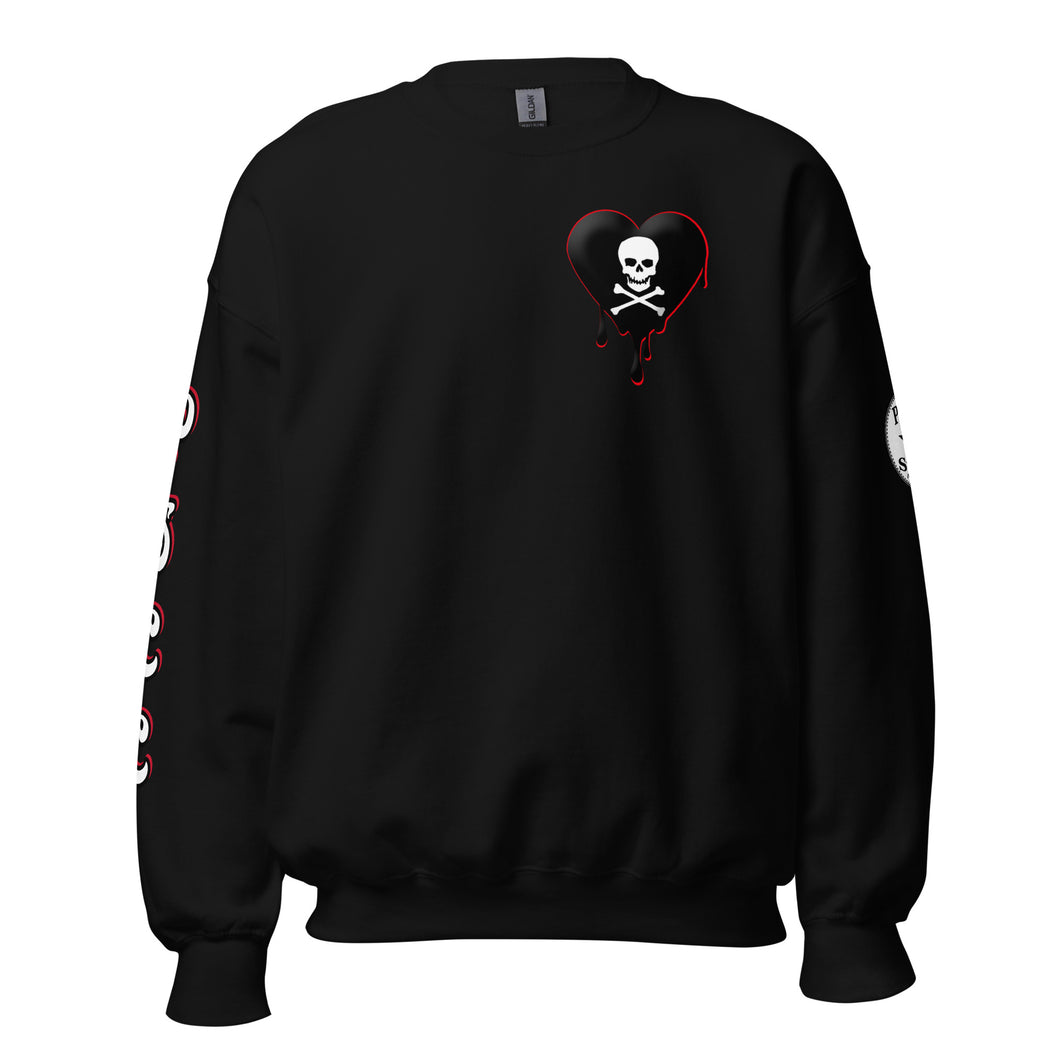 Black w/red Skullheart drips C Unisex Sweatshirt