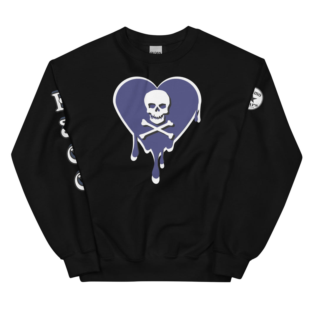 Skull Blue heart dripsUnisex Sweatshirt