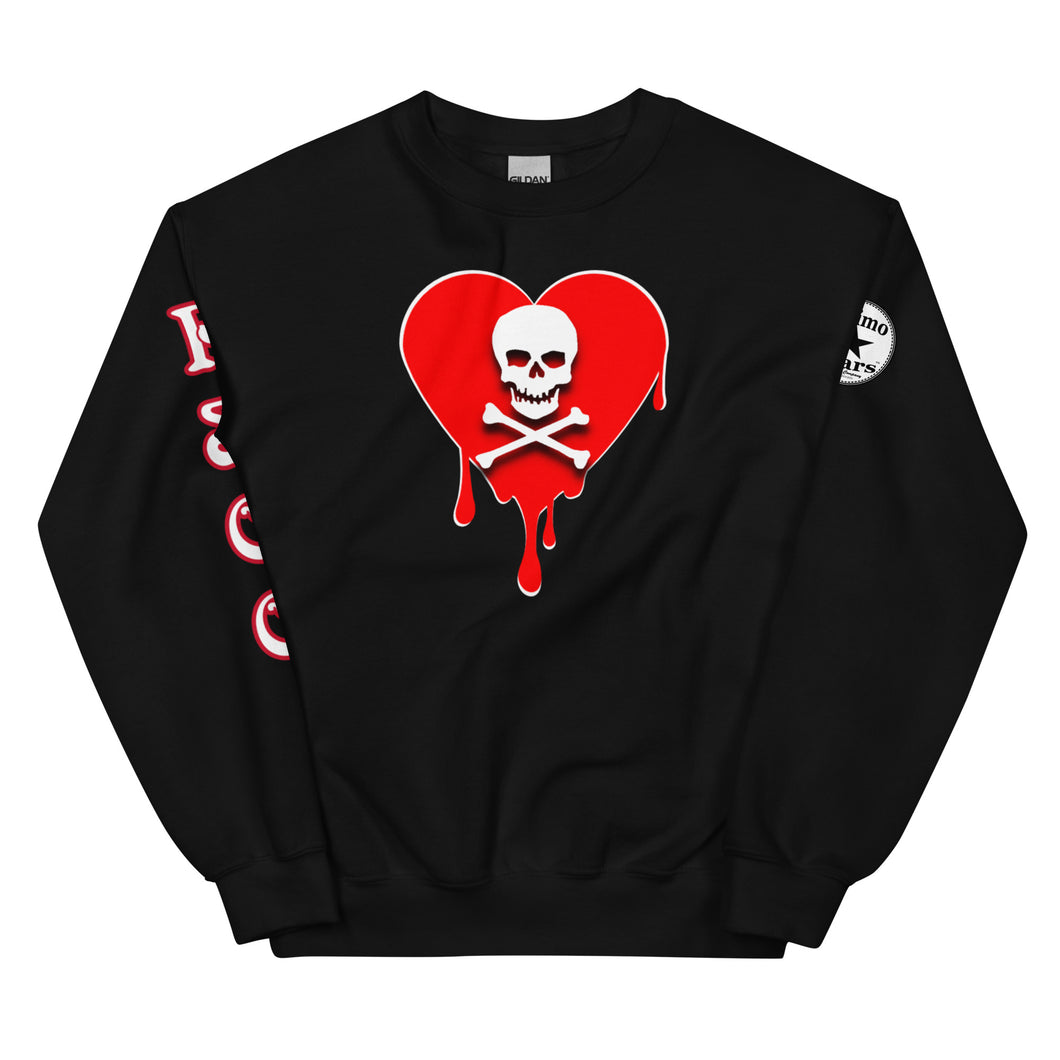 Skull Red heart drips Unisex Sweatshirt