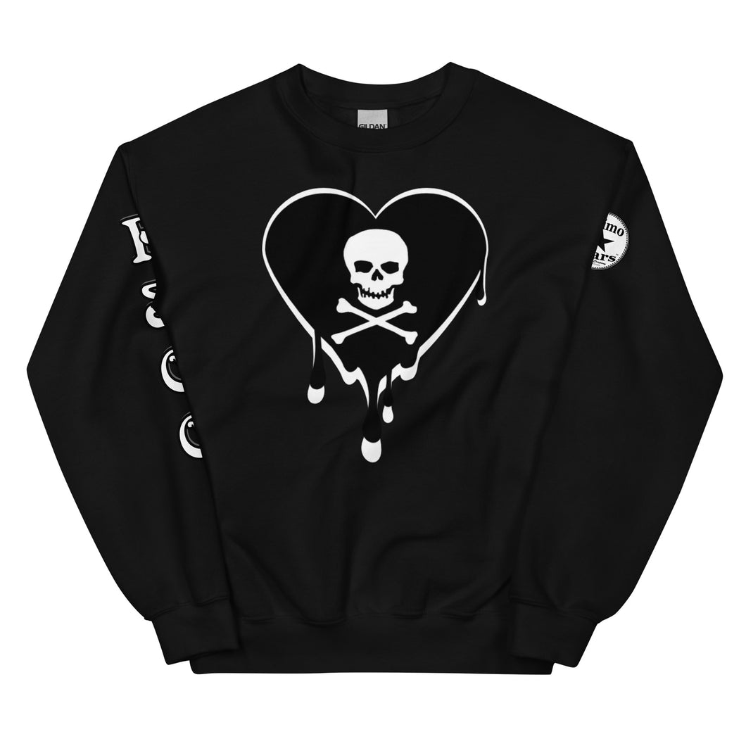 Skull Heart Drips BW Unisex Sweatshirt