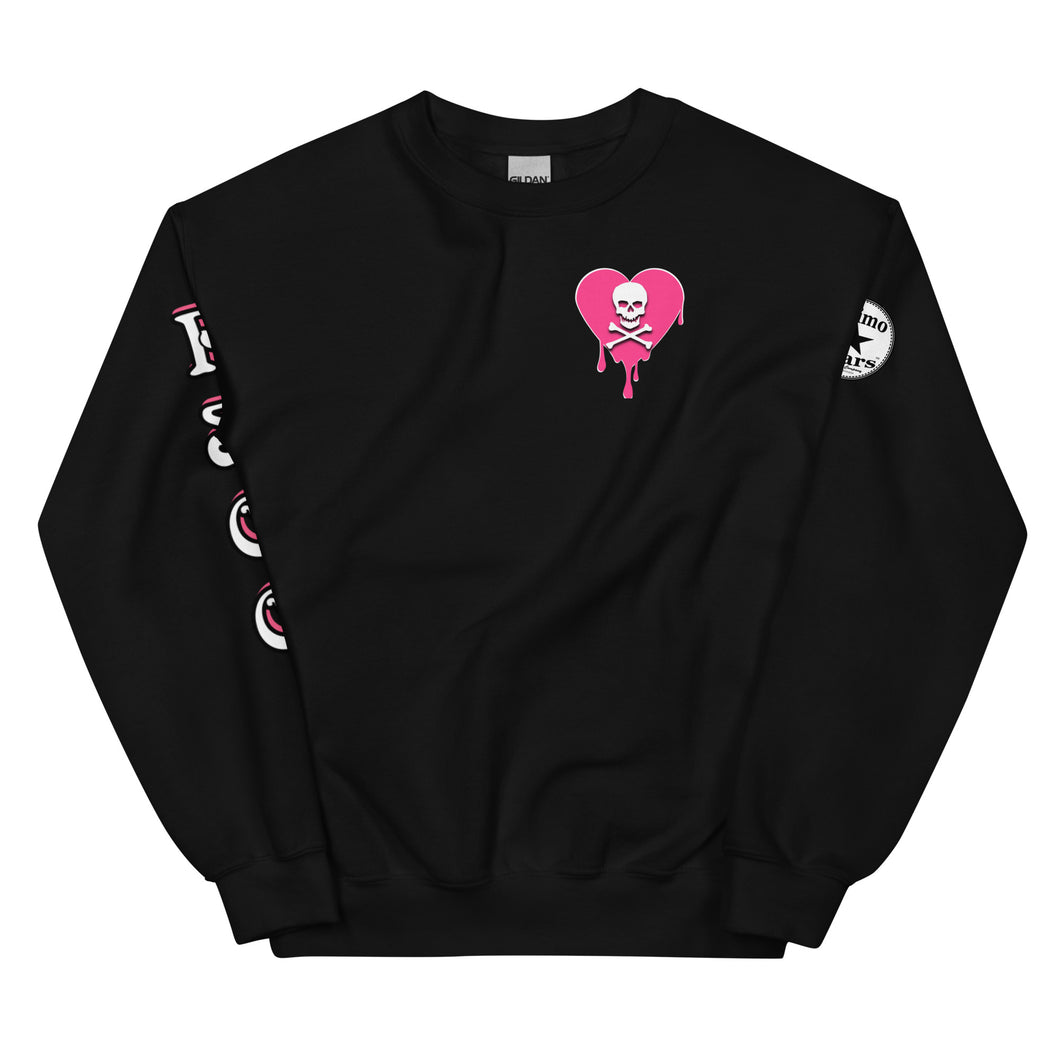 Skull Pink Heart Drips Unisex Sweatshirt