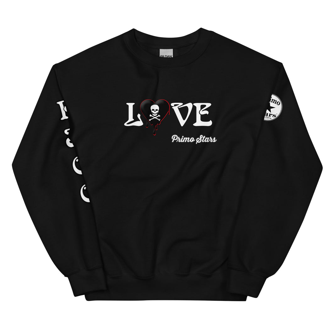 Love Skull Heart Drips B w/Red Unisex Sweatshirt