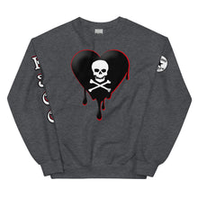 Load image into Gallery viewer, Black w/red Skull Heart Drips Unisex Sweatshirt
