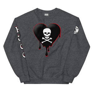 Black w/red Skull Heart Drips Unisex Sweatshirt
