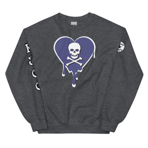 Skull Blue heart dripsUnisex Sweatshirt