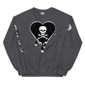 Skull Heart Drips BW Unisex Sweatshirt