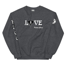 Load image into Gallery viewer, Love Skull Heart Drips BW Unisex Sweatshirt
