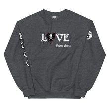 Load image into Gallery viewer, Love Skull Heart Drips B w/Red Unisex Sweatshirt
