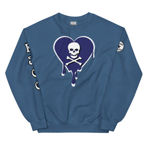 Skull Blue heart dripsUnisex Sweatshirt