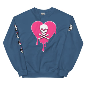Skull Pink Heart Sweatshirtrt Drips Unisex