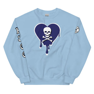 Skull Blue heart dripsUnisex Sweatshirt