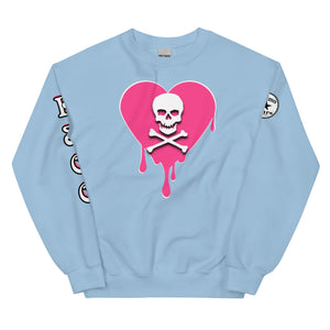 Skull Pink Heart Sweatshirtrt Drips Unisex