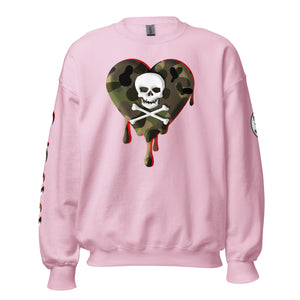 Camo Red SkullHeart Drips Unisex Sweatshirt