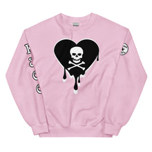 Load image into Gallery viewer, Skull Heart Drips BW Unisex Sweatshirt
