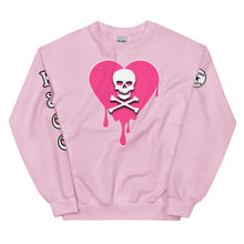 Load image into Gallery viewer, Skull Pink Heart Sweatshirtrt Drips Unisex
